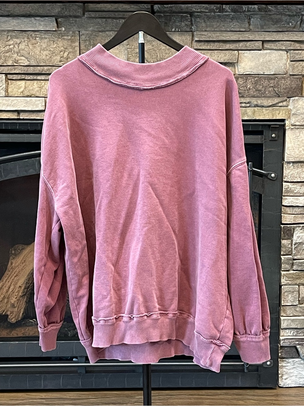 Free People We The Free Washed Rose Oversized Pullover Sweatshirt